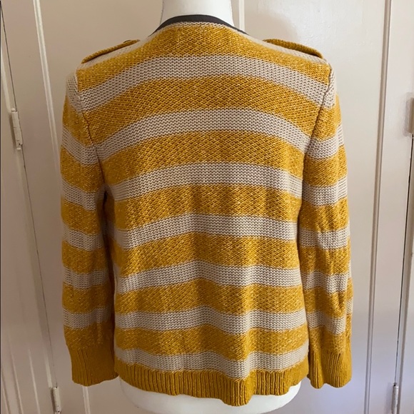 Ann Taylor Loft Mustard & Cream Striped Cardigan - Picture 5 of 14